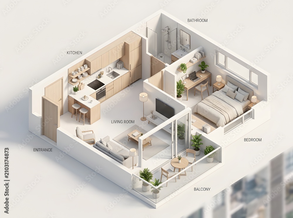 Drop plan drawing — 1 BR