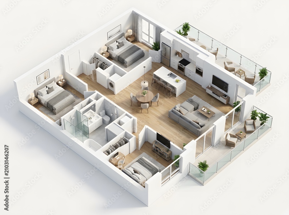 Drop plan drawing — 3 BR